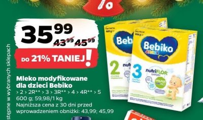 Mleko modyfikowane Bebilon Bebiko 2R**, 3**, 3R**, 4**, 4R**, 5 600 g promocja w Netto