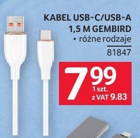 Kabel USB-C/USB-A 1,5 M GEMBIRD promocja w Selgros