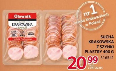 Sucha krakowska z szynki plastry Olewnik 400g promocja w Selgros
