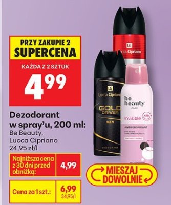 Dezodorant w spray'u, 200 ml: Be Beauty, Lucca Cipriano  promocja w Biedronka
