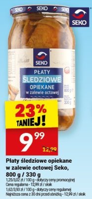Płaty śledziowe opiekane w zalewie octowej Seko 800 g / 330 g promocja w Twój Market