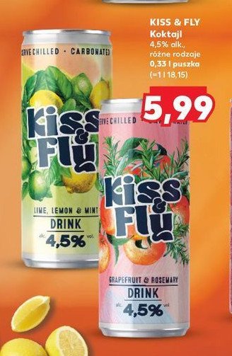 Drink lime lemon & mint KISS AND FLY promocja w Kaufland