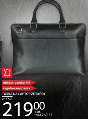 Torba na laptop ze skóry mieści rozmiar A4 promocja w Selgros