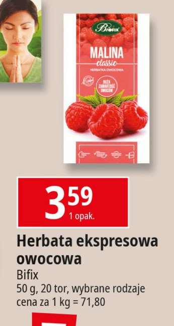 Herbatka malina Bifix classic promocja w Leclerc