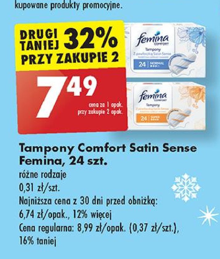 Tampony super Femina comfort promocja w Biedronka