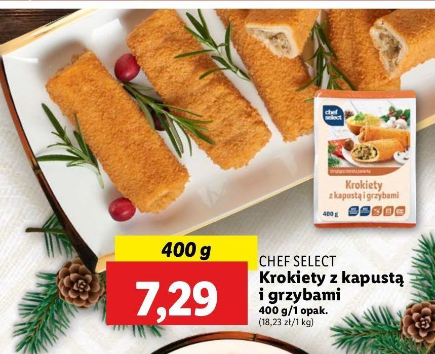 Krokiety z kapusta i grzybami Chef select promocja