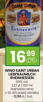 Wino Saint Urban Liebfraumilch Rheinhessen 0.75l promocja