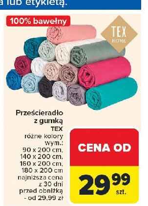 Przescieradło jersey z gumką 180 x 200 cm TEX HOME promocja