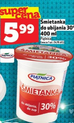 Śmietanka do ubijania 30% Piątnica 400ml promocja w TOPAZ