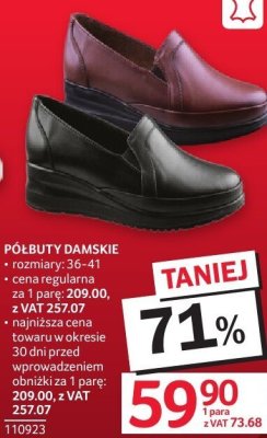 Półbuty damskie skórzane promocja w Selgros