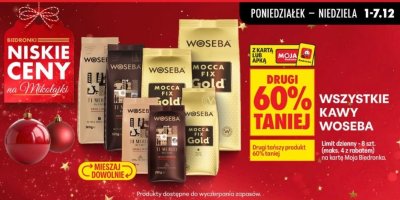 Wszystkie kawy Woseba drugi -60% promocja w Biedronka