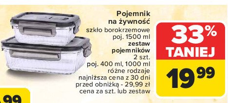 Pojemnik szklany z klamrą 1.5 l promocja w Carrefour