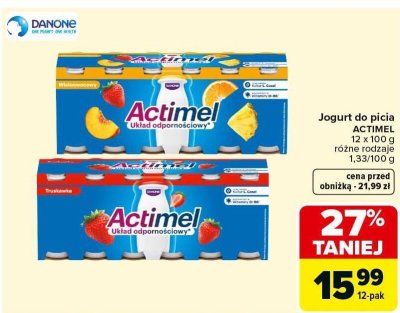 Jogurt do picia ACTIMEL różne rodzaje promocja w Carrefour