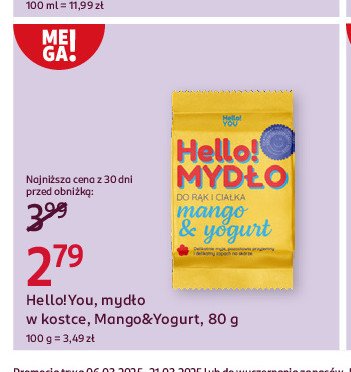 Mydło do rąk i ciała mango & yogurt HELLO!YOU promocja w Rossmann