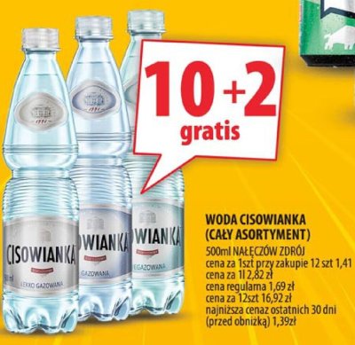 Woda Cisowianka (cały asortyment) 0,7l 12szt promocja w Arhelan