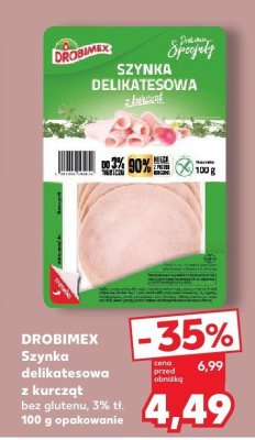 Szynka delikatesowa z kurczat bez glutenu, 3% tł. promocja w Kaufland