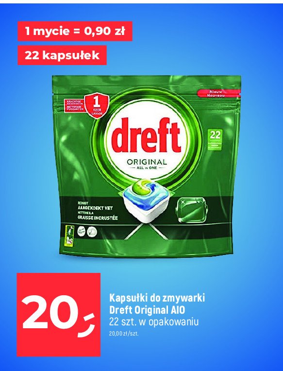 Kapsu艂ki do zmywarki DREFT ALL IN ONE promocja