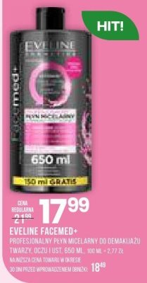 Płyn micelarny Eveline Facemed+ profesjonalny płyn micelarny do demakijażu twarzy, oczu i ust promocja w Drogerie Natura