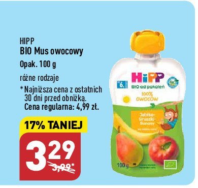 Mus porzeczka jabłko gruszka banan Hipp promocja