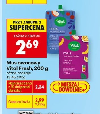 Mus owocowy Vital Fresh, 200 g różne rodzaje promocja w Biedronka