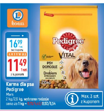 Karma dla dorosłych psów z drobiem i warzywami Pedigree vital promocja