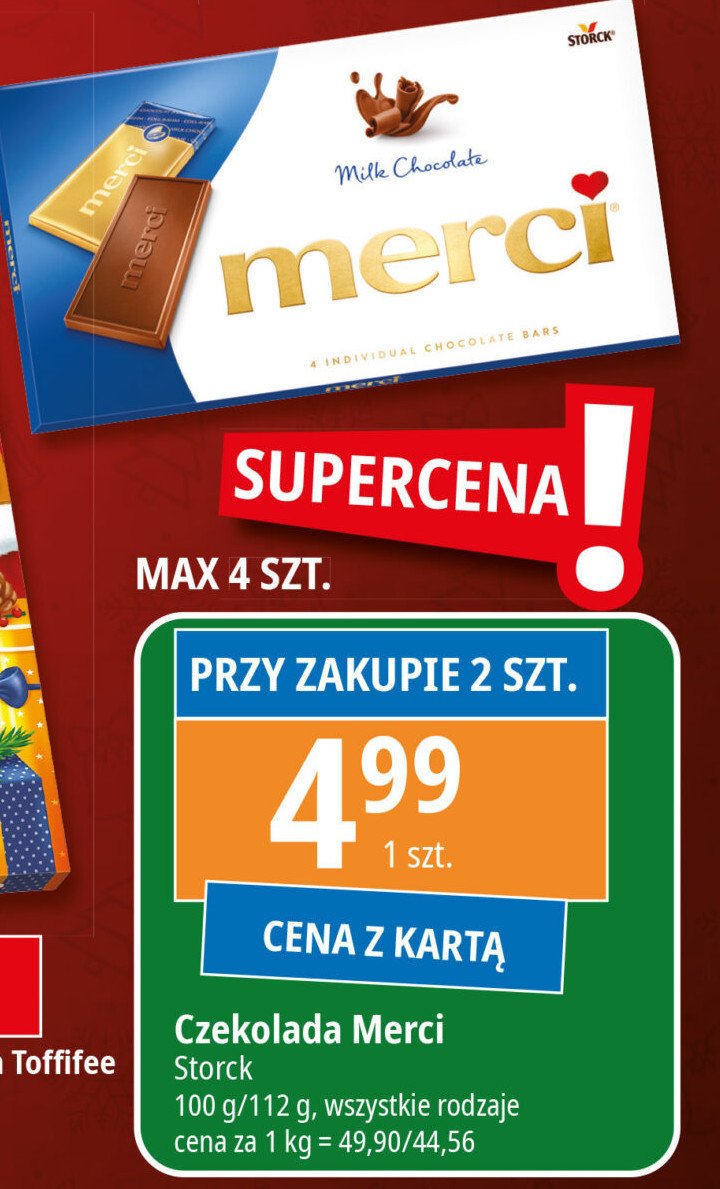 Czekolada mleczna Storck merci promocja