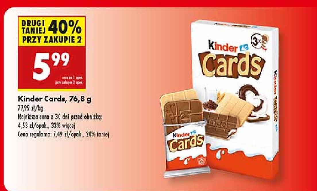 Herbatniki z czekoladą Kinder cards promocja