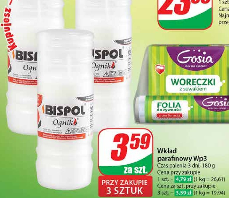 Wkład ognik wp3 180h Bispol promocja