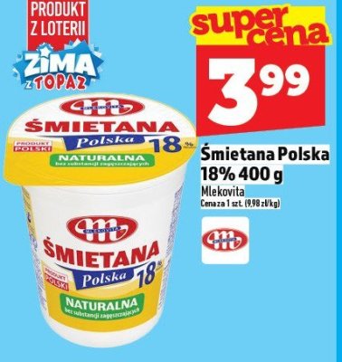 Śmietana Polska 18% Mlekovita 400 g promocja w TOPAZ