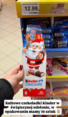 Czekoladki Kinder Chocolate świąteczne opakowanie promocja w Dino