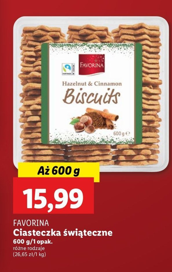 Ciasteczka świąteczne Favorina promocja w Lidl