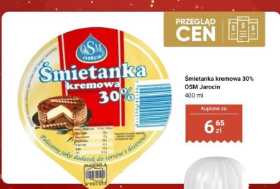 Śmietanka kremowa 30%  promocja w Dino