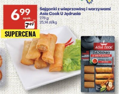 Sajgonki z wieprzowiną i warzywami Asia Cook U Jędrusia promocja w Delikatesy Centrum