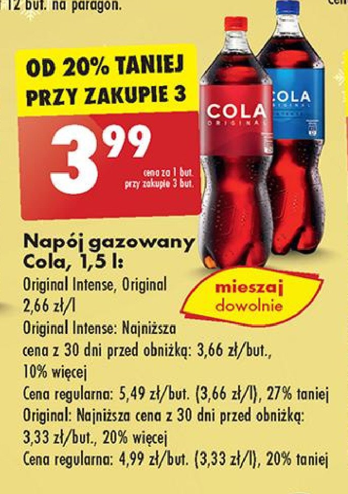 Napoj Cola original intense promocja w Biedronka