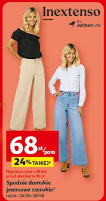 Spodnie damskie jeansowe szerokie Inextenso promocja w Auchan