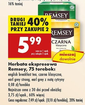 Herbata ekspresowa Remsey promocja w Biedronka