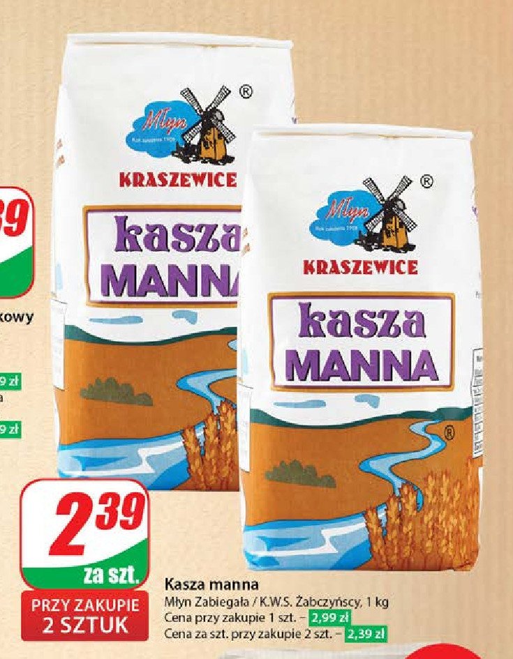 Kasza manna Młyn kraszewice promocja w Dino