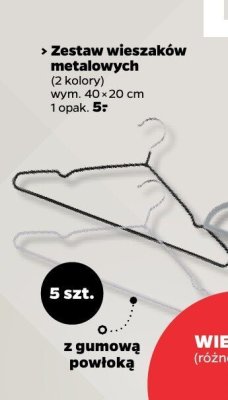 Zestaw wieszaków metalowych 2 kolory 40x20 cm 5 szt. promocja w Netto