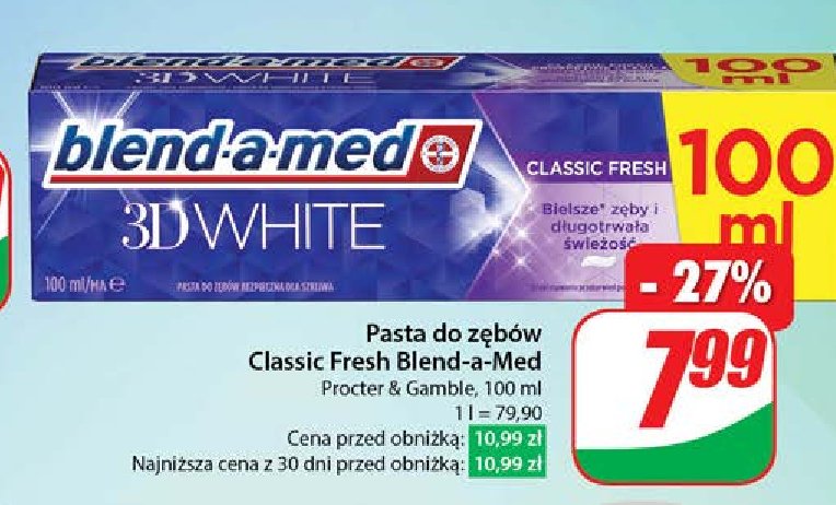 Pasta do zębów classic Blend-a-med 3d white promocja