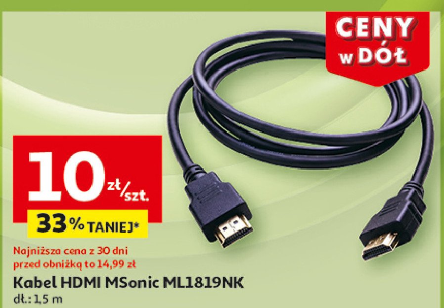 Kabel hdmi ml1819 Msonic promocja w Auchan