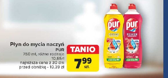 Płyn do naczyń malina i czerwona porzeczka Pur power promocja w Carrefour