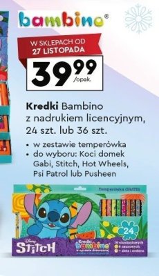 Kredki Bambino z nadrukiem, 24 lub 36 szt., różne rodzaje promocja w Biedronka