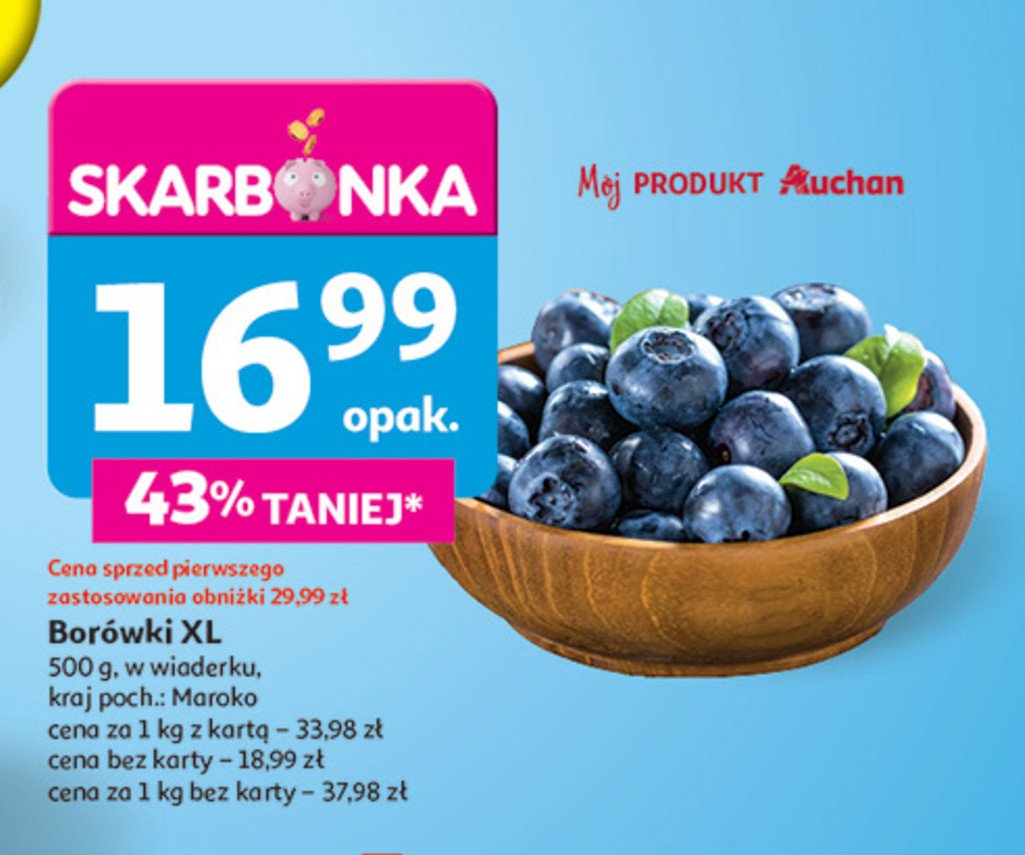 Borówka amerykańska Auchan różnorodne (logo czerwone) promocja