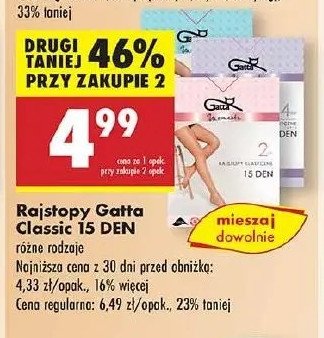 Rajstopy classic 15 den rozm. 4 Gatta promocja