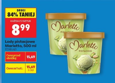 Lody pistacjowe Marletto promocja w Biedronka