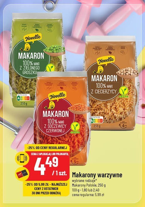 Makaron z zielonego groszku świderki Novelle promocja