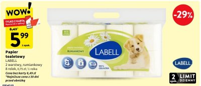 Papier toaletowy LABELL 2 warstwy, rumiankowy 8 rolek, 0,75 zł / 1 rolka promocja w Intermarche