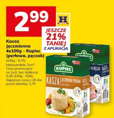 Kasza Jęczmienna 4x100g - Kupiec (mazurska, pęczak) (100g - 0,75) promocja w Hitpol