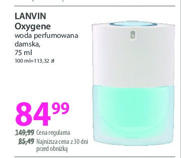 Woda perfumowana Lanvin oxygene promocja w Hebe