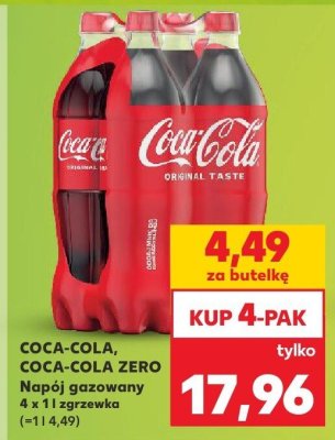 Napój gazowany Coca-Cola 4 x 1 l  promocja w Kaufland